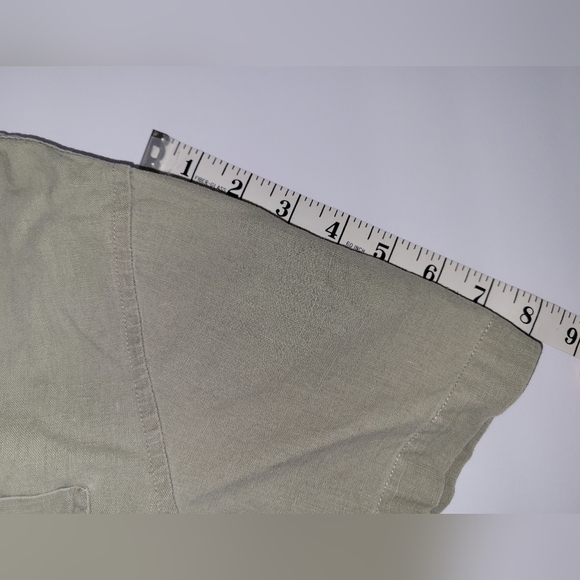 Womens Casual Summer Lightweight Linen Blend Green Button Down Shirt - Picture 8 of 8
